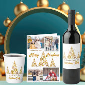 Chic Gold Snowflakes Kerstboom Party Kaart