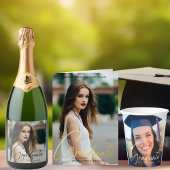 Chic Afstuderen Foto Black Script Overlay Party Kartonnen Onderzetters
