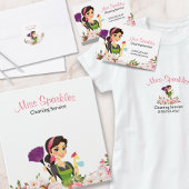 Roze schoonmaakdiensten voor vaste Cartoon in het  Visitekaartje