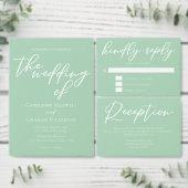 Chic Mint Groen Wit Huwelijk Gepersonaliseerde Min Sparkling Wijnetiket (Personaliseer de collectie van deze zelfstandige maker.)