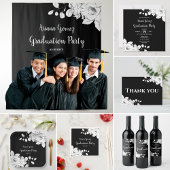 Chique moderne zwart-wit bloemmotief Nieuw adres Aankondiging