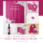 Chic Modern Magenta White Floral 15th Birthday Wijn Etiket
