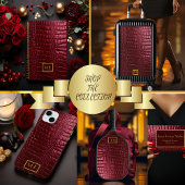 Stijlvolle Bourgogne Krokodil Leder Look Monogram Pokerkaarten