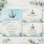 Chique nautische anker moderne strand bruiloft ronde sticker (Personaliseer de collectie van deze zelfstandige maker.)