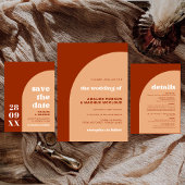 Chic Peach Boho Arch bruiloft repetitie diner Kaart