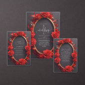 Chic Red Turks Rozen gouden Lijst bruiloft RSVP Kaartje (Personaliseer de collectie van deze zelfstandige maker.)