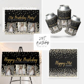 Gold Silver Confetti Photo Collage 21st Birthday Spandoek