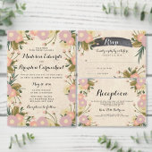 Chique rustieke Waterverf Floral Canvas Bruiloft Kaart (Personaliseer de collectie van deze zelfstandige maker.)