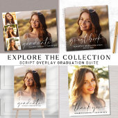 Elegant Script Photo Strip Afstuderen Magnetische Uitnodiging