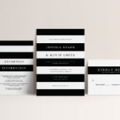 Chic Black en White Stripes Wedding All In One Uitnodiging