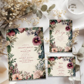 Chic Victoriaans Royal Floral Wedding All In One Uitnodiging