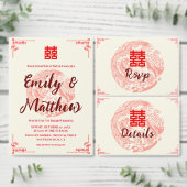 Dragon en Phoenix rode chinese bruiloft uitnodigin Ronde Sticker (Personaliseer de collectie van deze zelfstandige maker.)