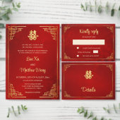 Chinese Trouw Gouden Frame Save The Date (Personaliseer de collectie van deze zelfstandige maker.)