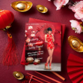 Chinees Nieuwjaarsmeisje met een rode paraplu Planner