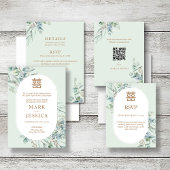 Chinese Eucalyptus Dubbel Geluk Bruiloft RSVP