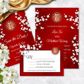 QR-code | Kersenbloesem Chinese bruiloft Kaart