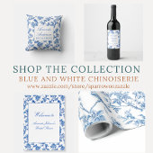 Blauw en wit Chinoiserie Vrijgezellenfeest Kaart