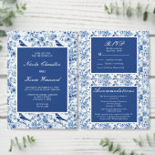 Chinoiserie Blauwe Vogels en Bloemen Huwelijk Menu (Personaliseer de collectie van deze zelfstandige maker.)