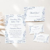 Chinoiserie Bloemige 'Something Blue' Bruiloftsfee Bedankkaart