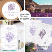 Chinoiserie Bouquet Gold 3 Foto QR Code Huwelijk All In One Uitnodiging