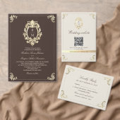 Chocolade Bruine Gouden Barok Monogram Huwelijk Menu (Personaliseer de collectie van deze zelfstandige maker.)