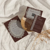 Bruine kant bruiloft plaats kaarten in vintage cho