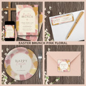 Vrolijke Pasen Religieuze Moderne Roze Bloemen Vierkante Sticker