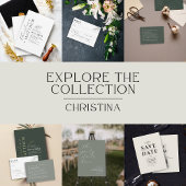 Moderne minimalistische groene salie bruiloft kaart