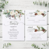 Winter Pine Groen met bruiloft Monogram Notitiekaartje (Personaliseer de collectie van deze zelfstandige maker.)