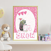 Laat het sneeuwen | Kerst van Cute Penguin Feestdagenkaart