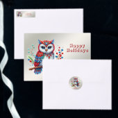 Kleurrijke kerstuil vakantie satijnen lint