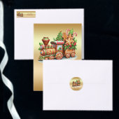 Gingerbread Train Holiday Retour Adreslabel Etiket (Personaliseer de collectie van deze zelfstandige maker.)