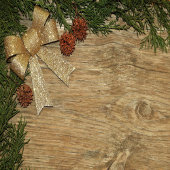 Christmas Party Golden Green Leaves Red Rustic Badmat