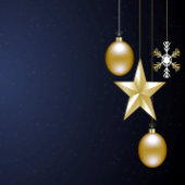 Kerstfeest Golden Ornament Navy Blue Elegant Cadeaulabel