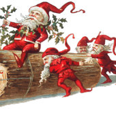 Kerstrode Elves Beauful Silver Ronde Sticker