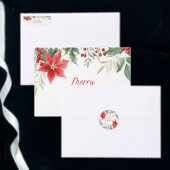 Rode Poinsettia Kerstfeest uitnodiging