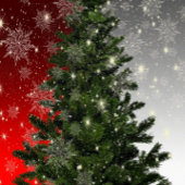 Kerstavond Groene Boom Rode Zilveren Snowflakes Waterfles Etiket