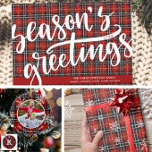 Kerst Winter Rood Zwart Plaid LET IT SNEEUW Cadeaupapier