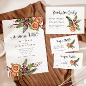 Rustic Winter Greenery Baby shower Bedankkaart