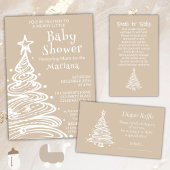 Kerst Boho Beige Genderneutraal Baby shower Kaart