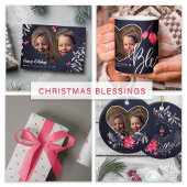 Kerst heilige bessen patroon roze grijs cadeau cadeaupapier
