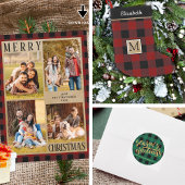 Rood Zwart Buffel Check geruit Bruin Monogram Kleine Kerstsok