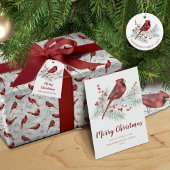 Red Cardinals Snowy Pine Pattern Kerstmis Kleine Kerstsok