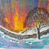 Snowy kerstscene-feestdag - Klassieke ronde S Keramisch Ornament