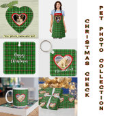 Pet kerst uw foto rood groen sleutelhanger