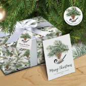 Waterverf Chickadee Pine Cone Winter Kerstmis Magneet