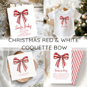 Kerst Rood Wit Coquette Bow Baby shower Kaart