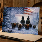 Cowboy Veeartrek Winter Kunstwerk Tegeltje