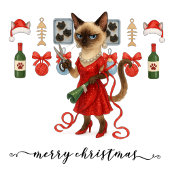 Christmas Funny Glam Siamese Cat Holiday  Groot Cadeauzakje