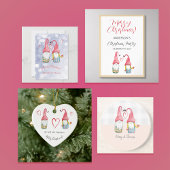 Kerstmis Gnome In Liefde Waterverf Handgeschilderd Zandsteen Onderzetter